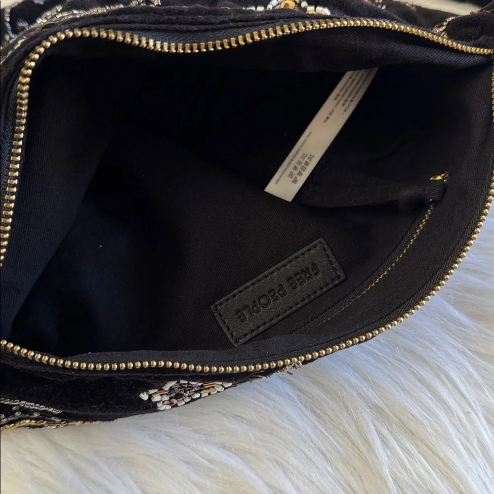 Free People Nashville Nights Beaded Black Velvet Shoulder Bag - Picture 9 of 12